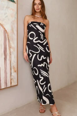 Check Me Out Strapless Maxi Dress Black