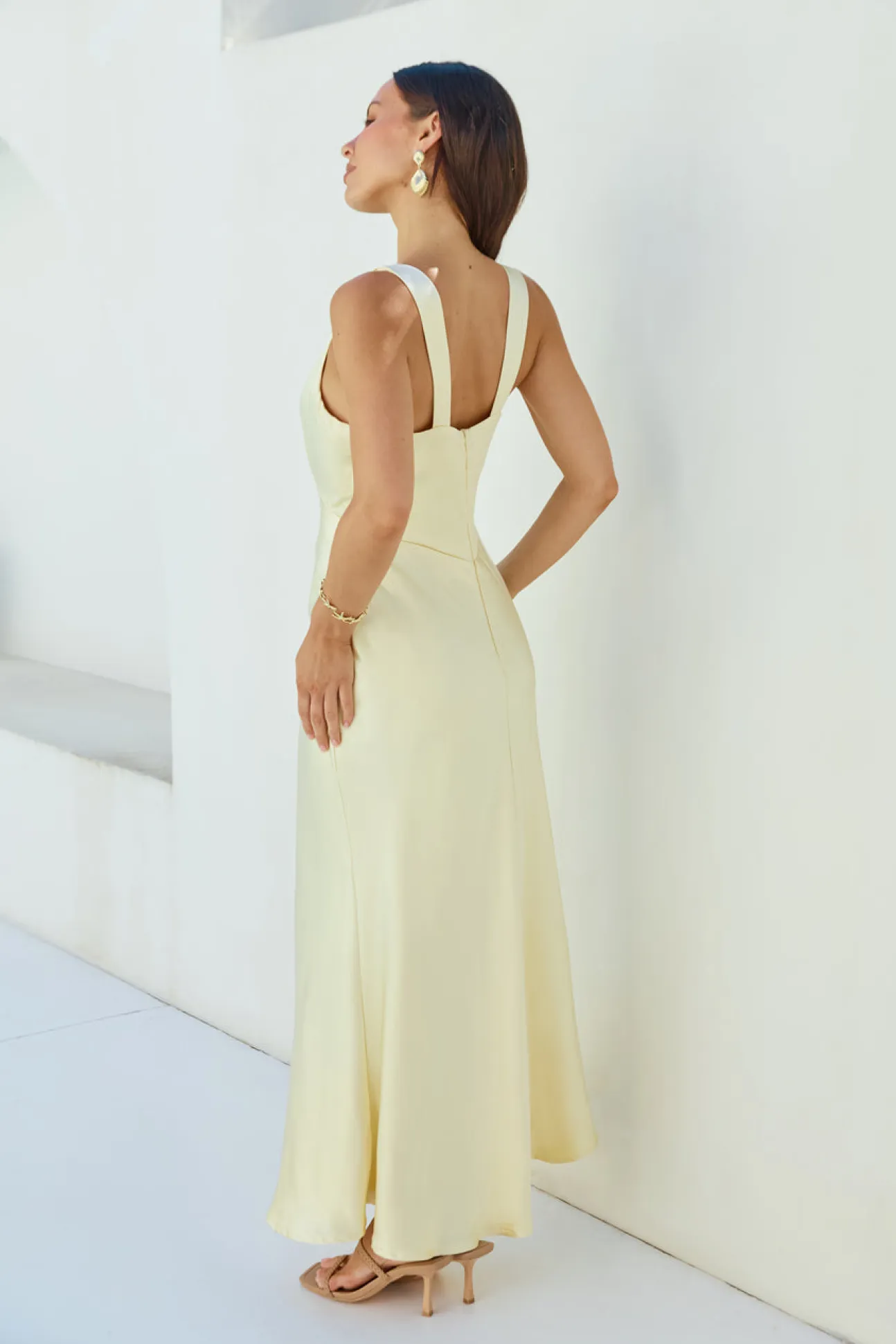 Cheers To You Satin Maxi Dress Yellow