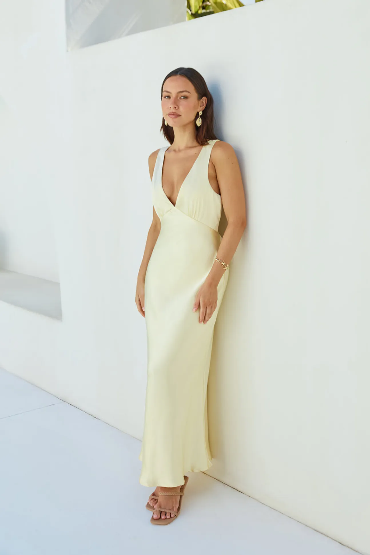Cheers To You Satin Maxi Dress Yellow