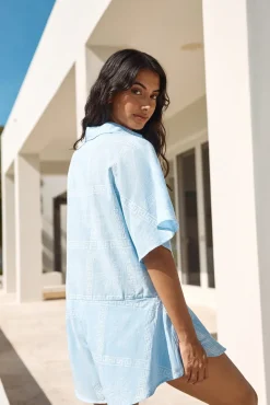 Chic On Shore Romper Blue