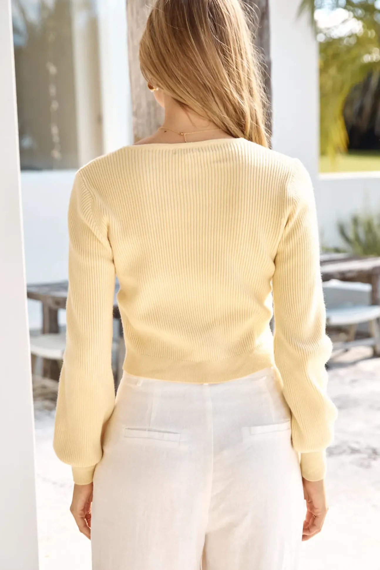 Chilly Days Ribbed Cardigan Top Yellow