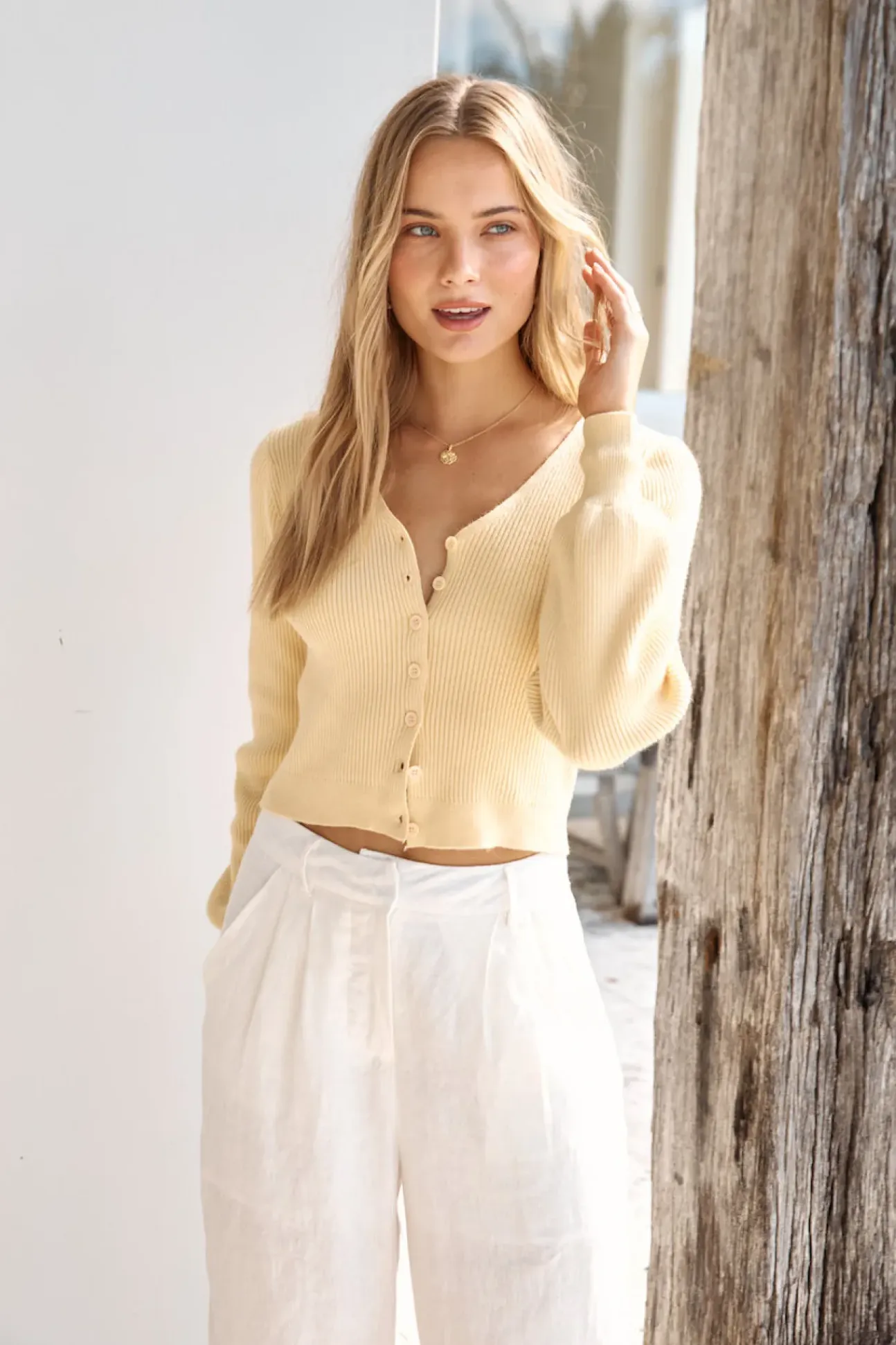 Chilly Days Ribbed Cardigan Top Yellow