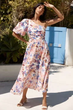 Chin Up One Shoulder Maxi Dress Purple