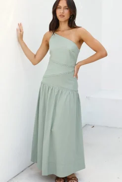Claire One Shoulder Maxi Dress Khaki