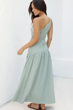 Claire One Shoulder Maxi Dress Khaki