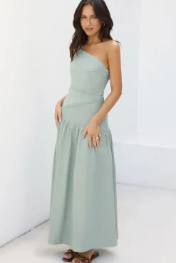 Claire One Shoulder Maxi Dress Khaki