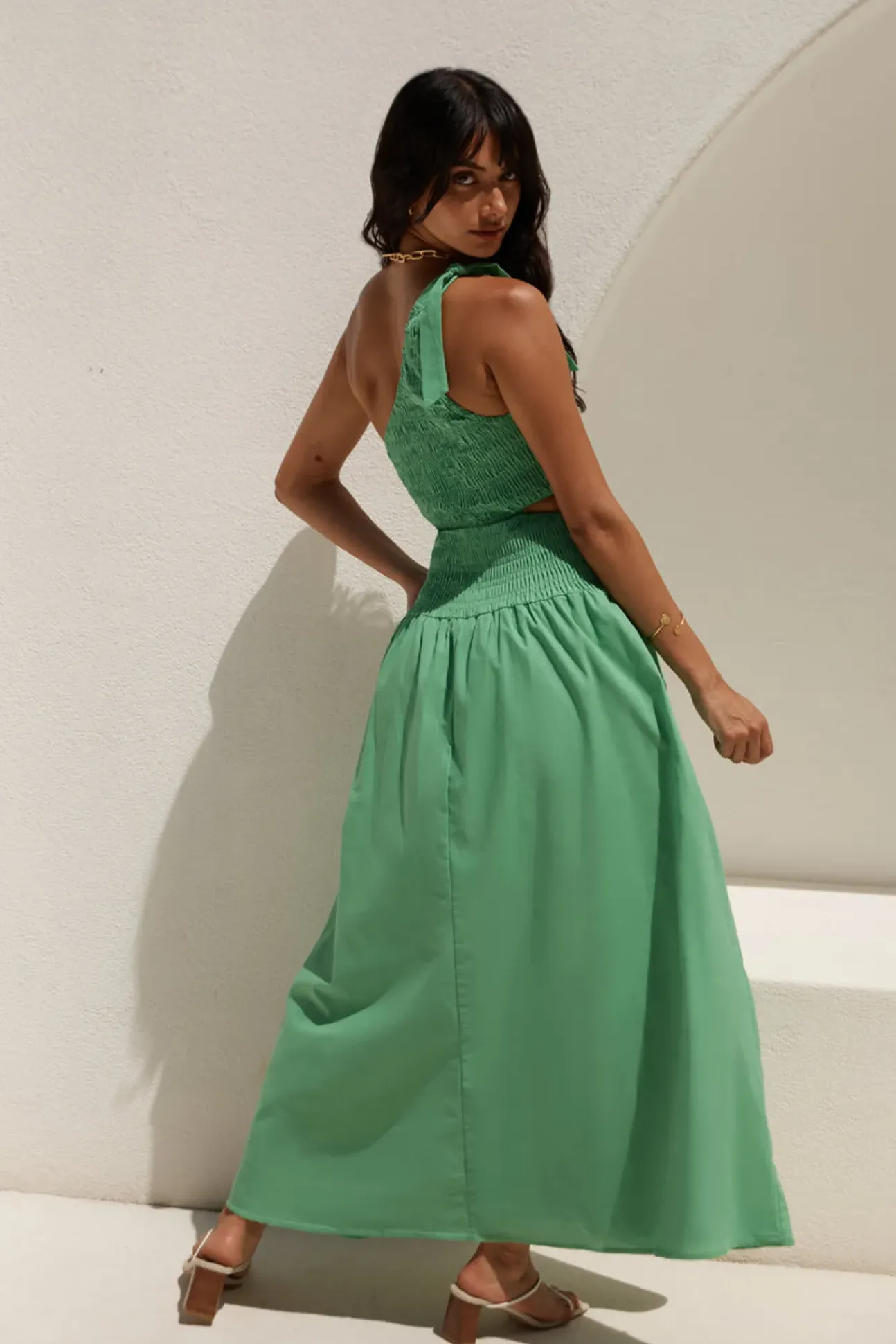 Close Up One Shoulder Maxi Dress Green