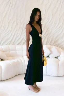 Coastal Caprice Maxi Dress Black