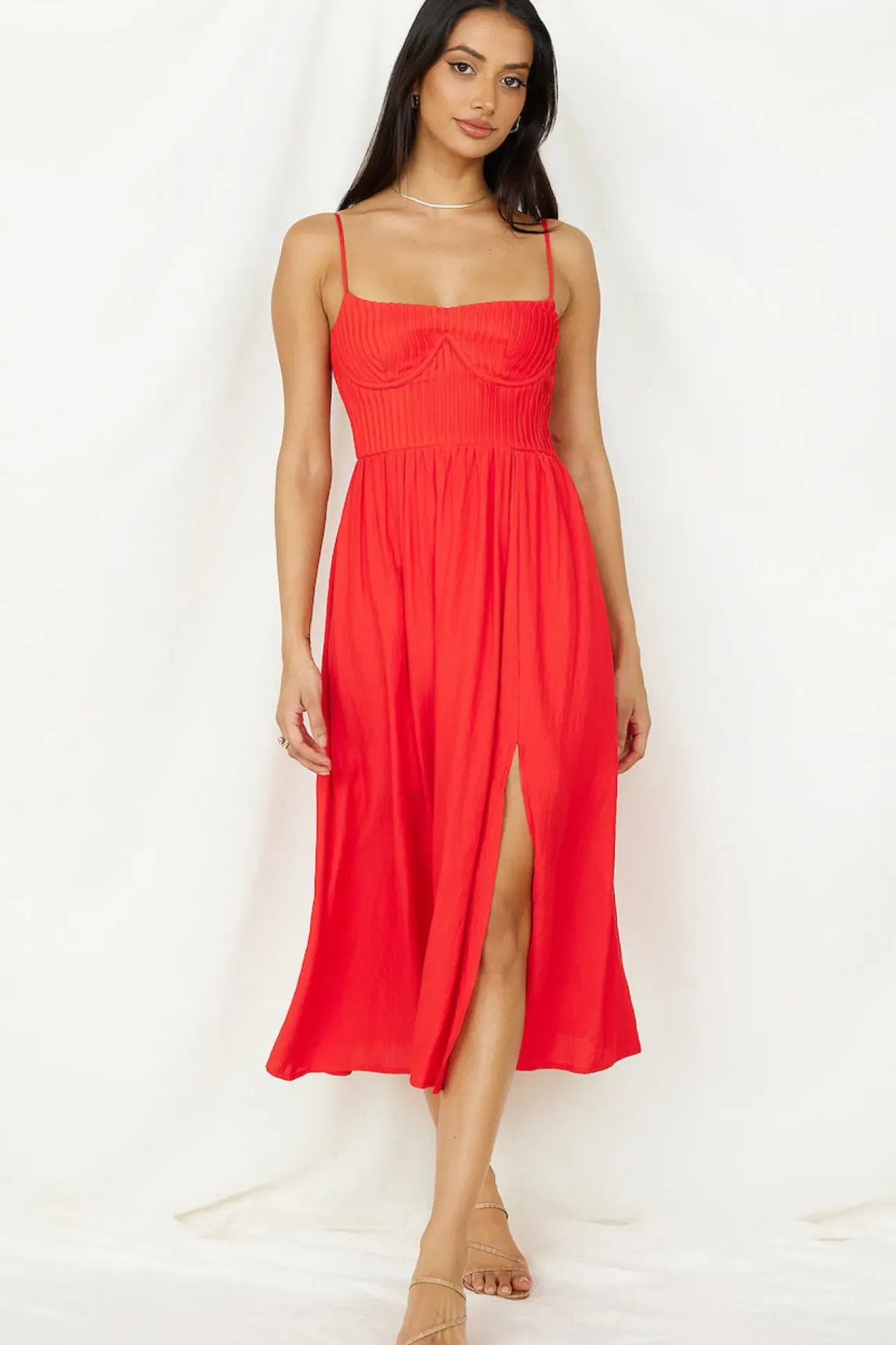 Coastal Dreaming Midi Dress Red