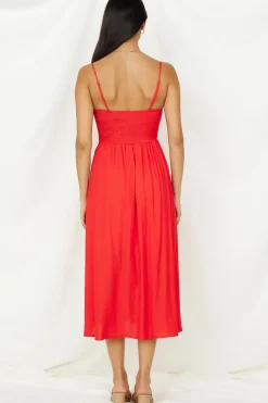 Coastal Dreaming Midi Dress Red