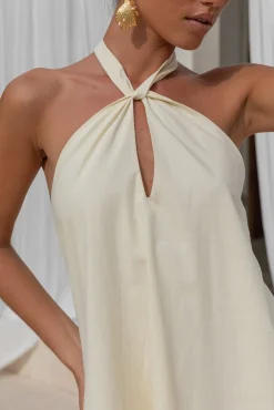 Coconut Sips Halter Mini Dress Yellow