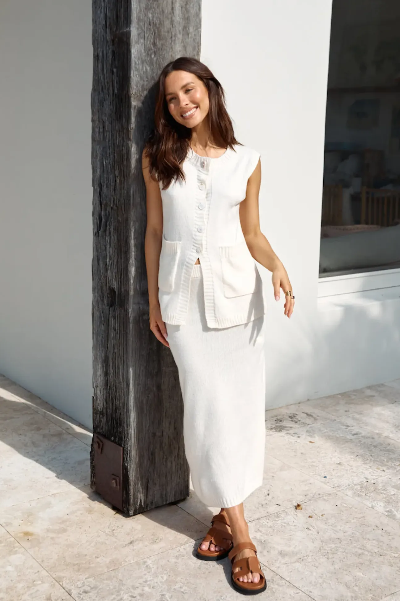 Coffee Cart Knit Set Cream