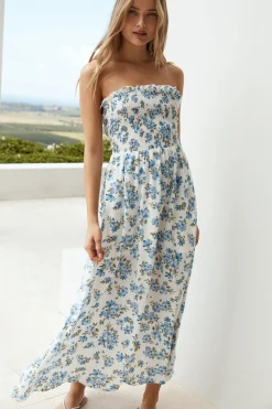 Cornflower Blooms Maxi Dress Blue