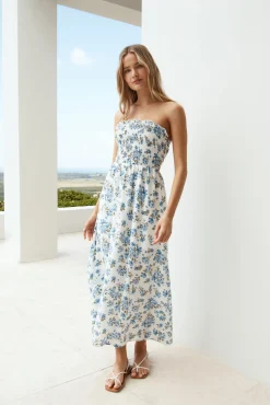 Cornflower Blooms Maxi Dress Blue