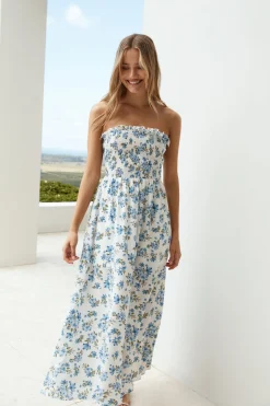 Cornflower Blooms Maxi Dress Blue