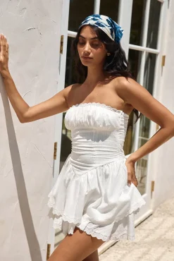 Country Darling Strapless Mini Dress White