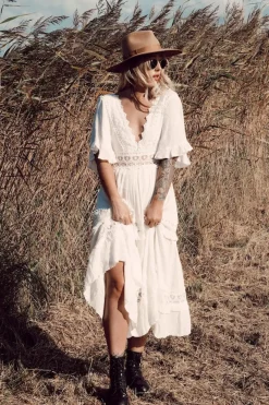 Cowboy Midi Dress White
