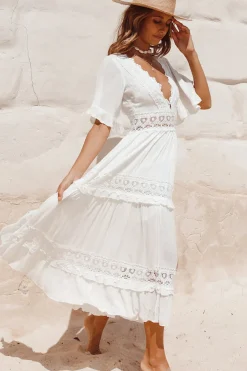 Cowboy Midi Dress White