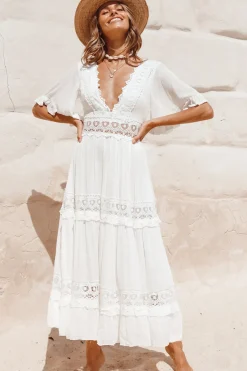 Cowboy Midi Dress White