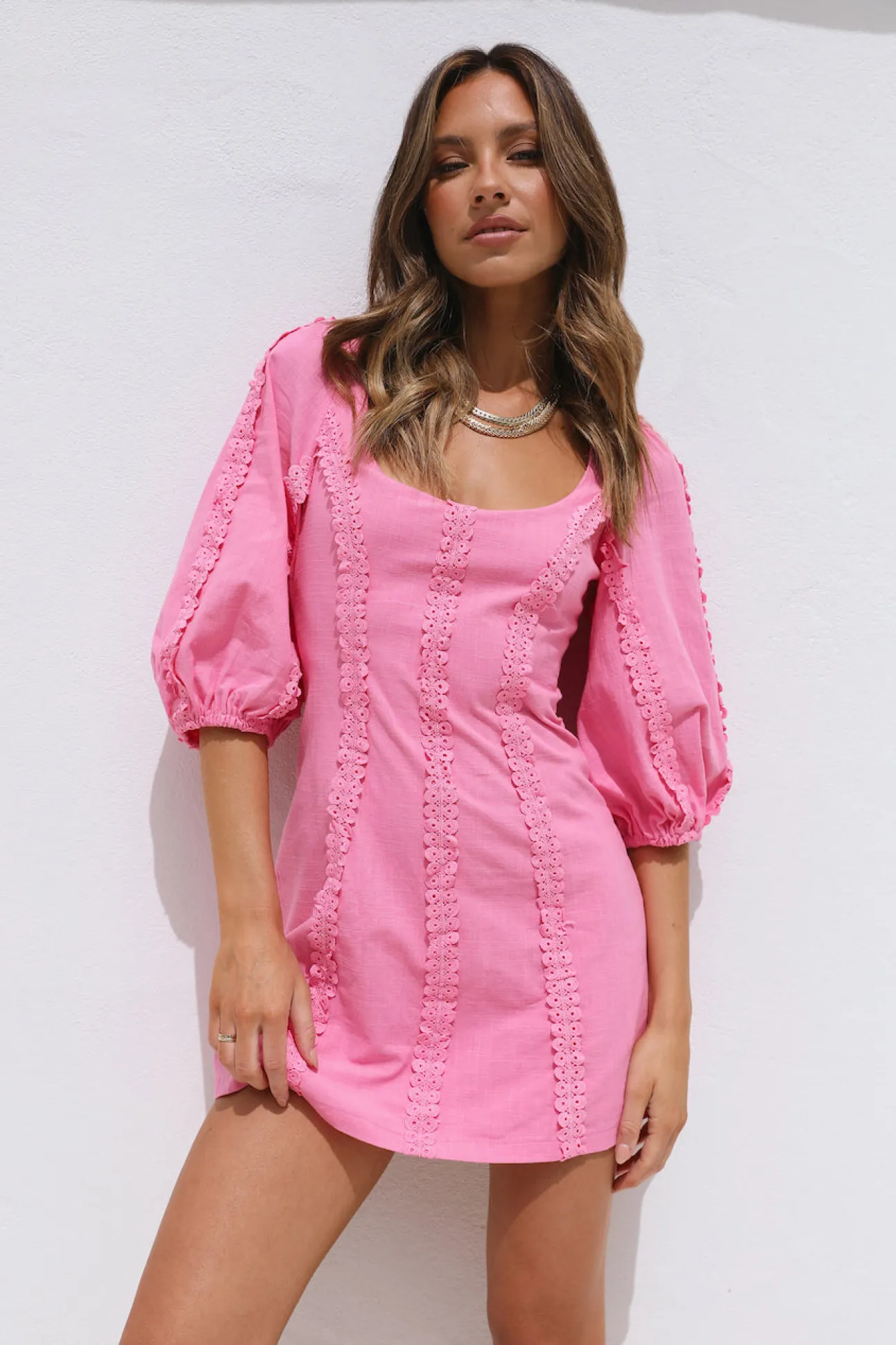 Crashing Into You Dress Pink