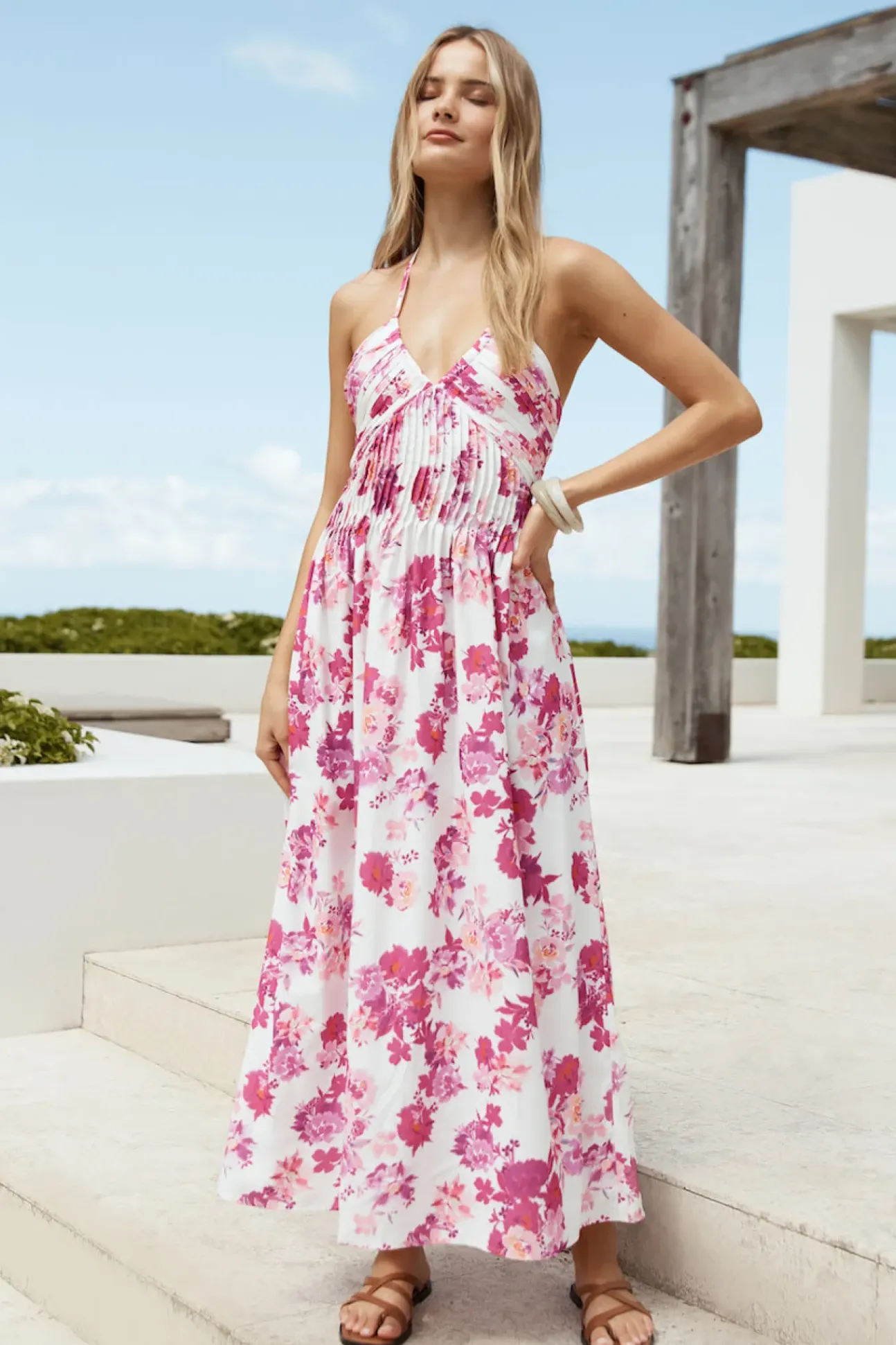 Cross My Heart Halter Maxi Dress Pink