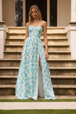 Dainty Events Strapless Maxi Dress Blue