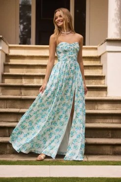 Dainty Events Strapless Maxi Dress Blue