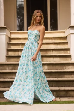 Dainty Events Strapless Maxi Dress Blue