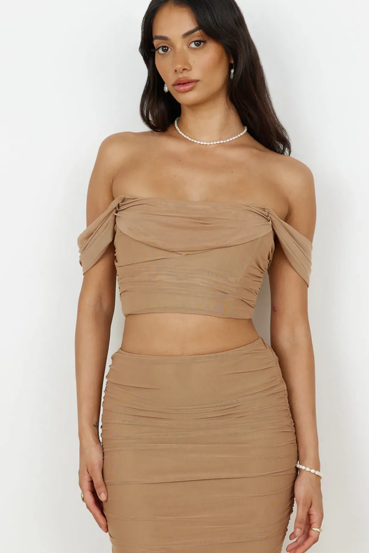 Dance Darling Crop Top Beige