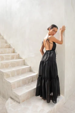 Dance In The Dark Halter Maxi Dress Black