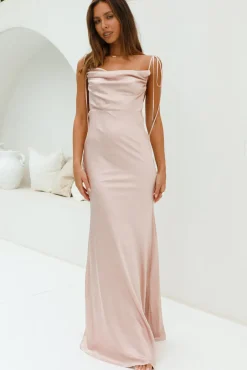 DEAR EMILIA Opulent Events Satin Maxi Dress Champagne