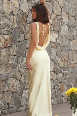 Dear Me Satin Maxi Dress Yellow