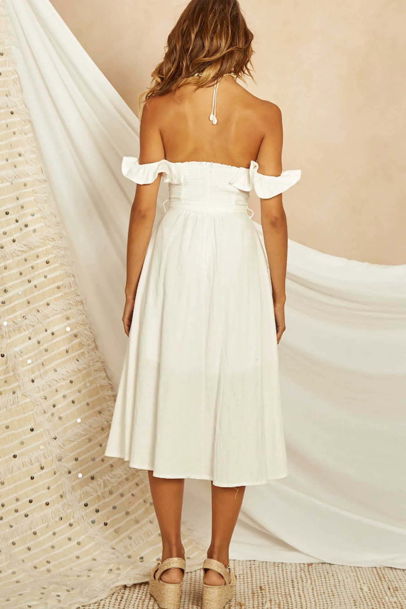 Deep End Midi Dress White
