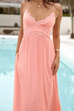 Dining By The Sea Midi Dress Peach