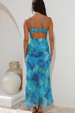 Diving Into The Ocean Midi Dress Blue
