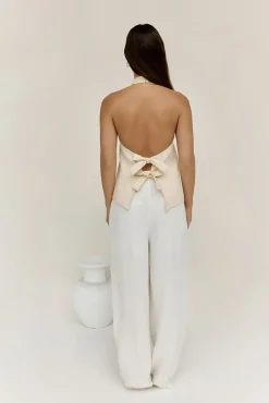 Dreamer Linen Halter Top Oatmeal