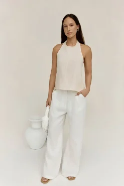 Dreamer Linen Halter Top Oatmeal