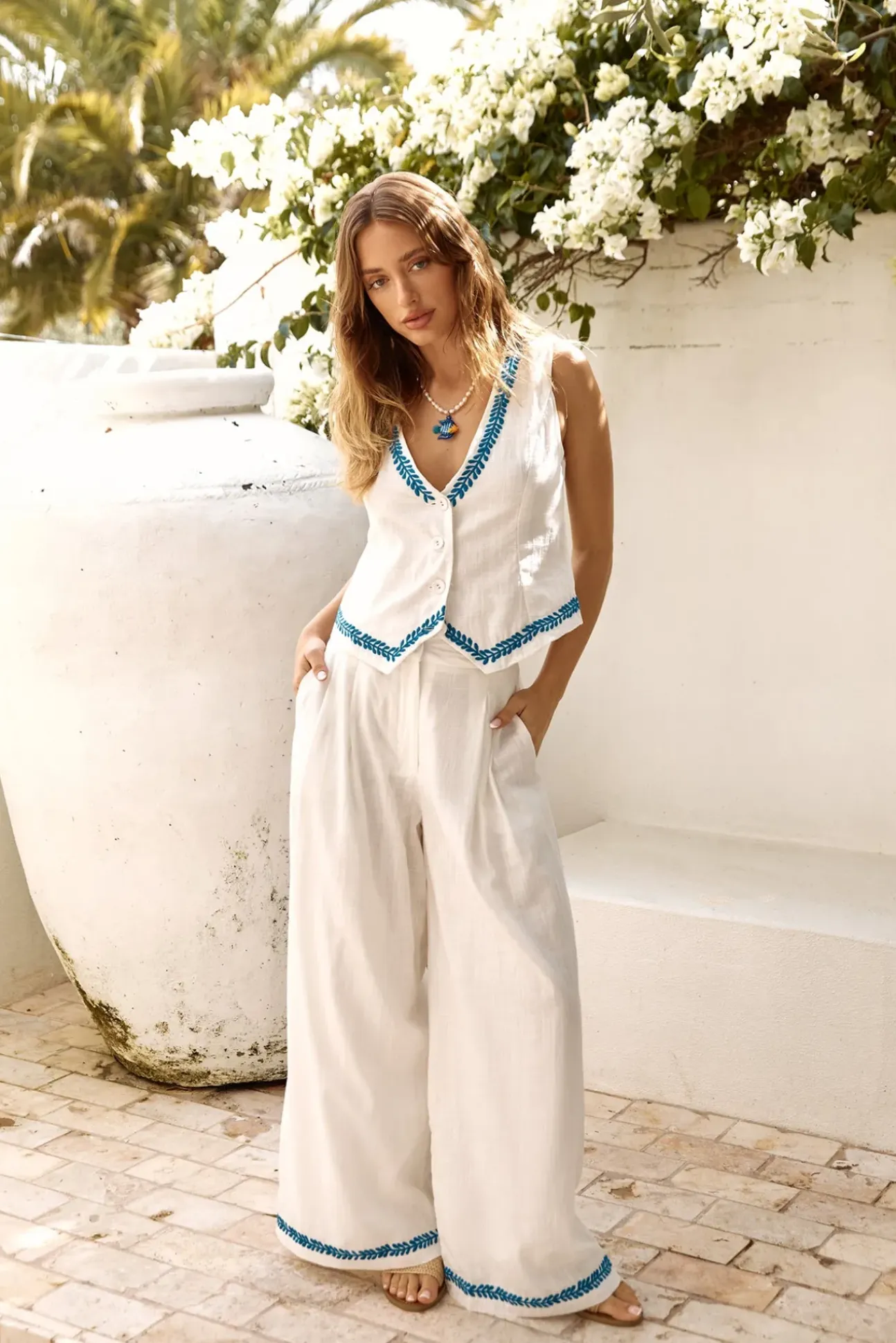 Easy Breezy Vest Crop Top White
