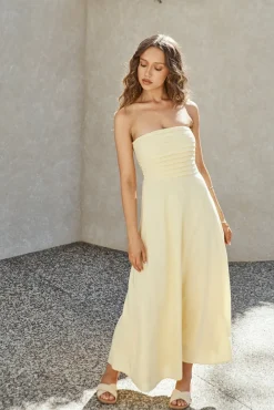 Elena Strapless Maxi Dress Yellow