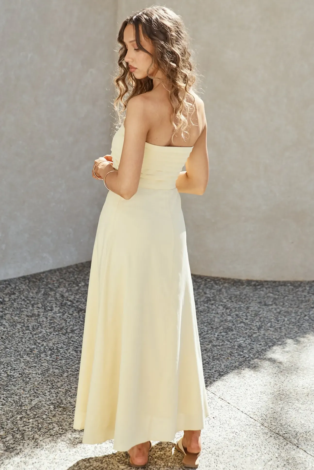 Elena Strapless Maxi Dress Yellow