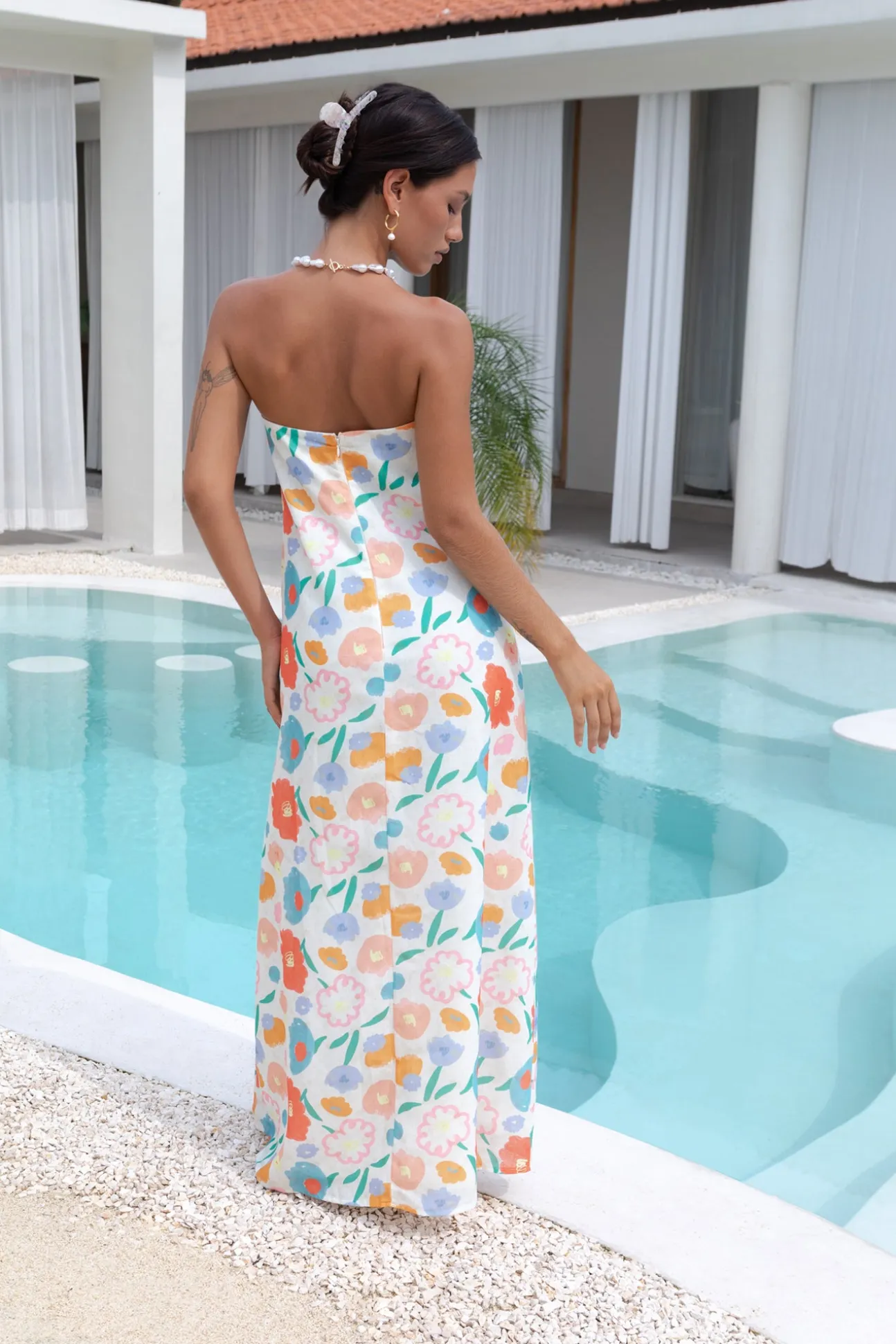 Elior Strapless Maxi Dress Print