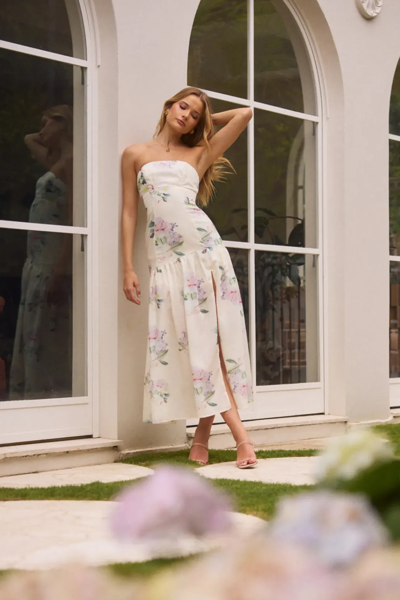 Enchanted Elegance Strapless Maxi Dress in Butter
