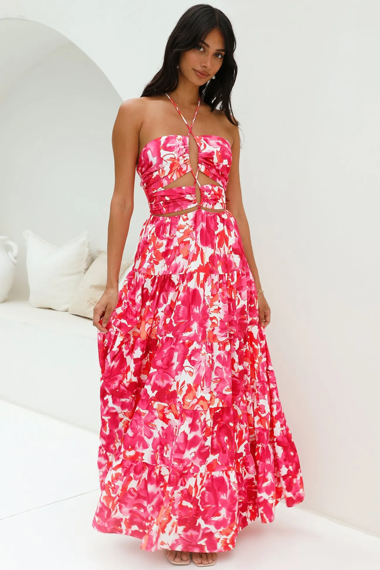 Enrichment Halter Maxi Dress Pink