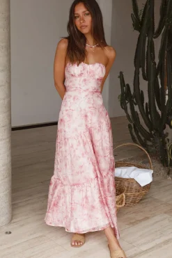 Essence Strapless Maxi Dress Pink