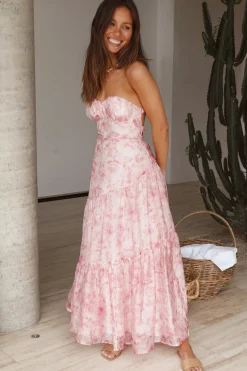Essence Strapless Maxi Dress Pink