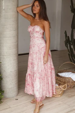 Essence Strapless Maxi Dress Pink