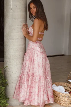 Essence Strapless Maxi Dress Pink
