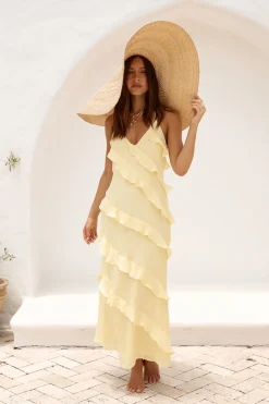 Ethereal Energy Halter Maxi Dress Yellow