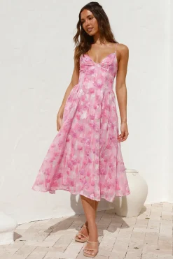 Fairytale Daydreams Midi Dress Pink