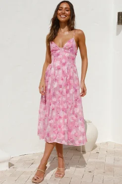 Fairytale Daydreams Midi Dress Pink